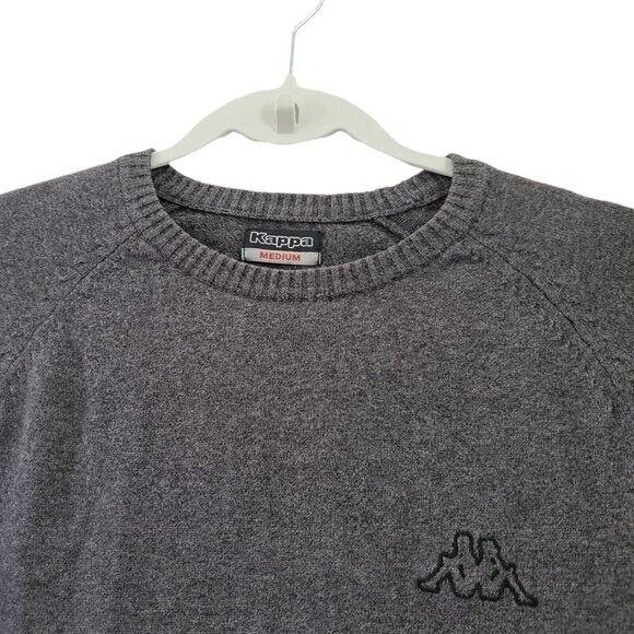 Kappa Sweater Mens Medium Gray Crew Neck Long Sleeve Embroidered Logo Pullover - Picture 2 of 10